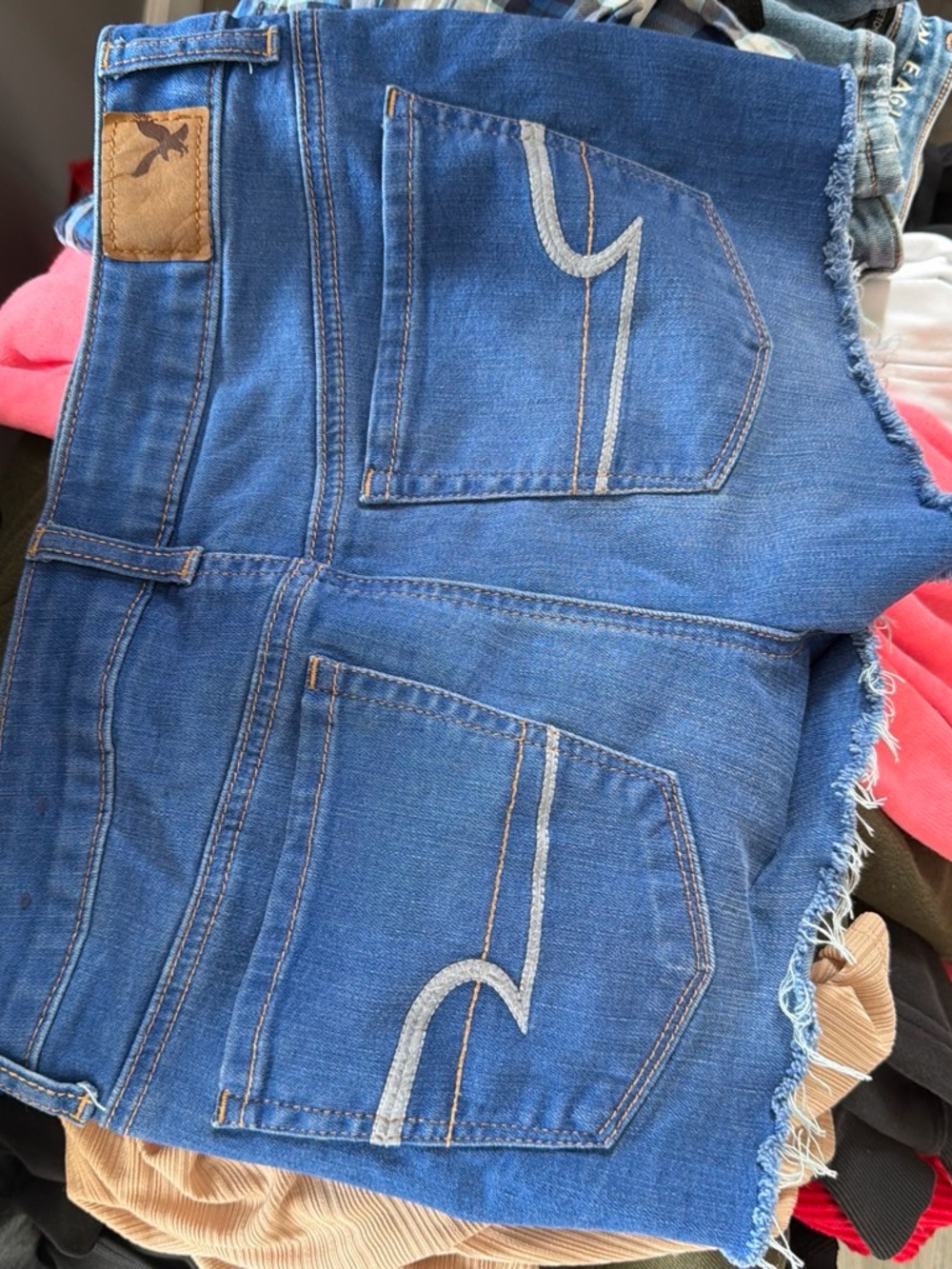 Women’s Blue Denim Cutoff Jean Shorts - Classic Pocket Stitch